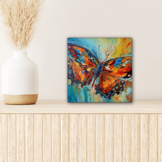 Peinture sur toile Papillon - Couleurs - Art - Peinture - 20x20 cm - Décoration murale