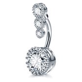 Navelpiercing - Kristal - Wit - 4 diamonds - navelpiercing chirurgisch staal -navelpiercings - Jewelegance ®