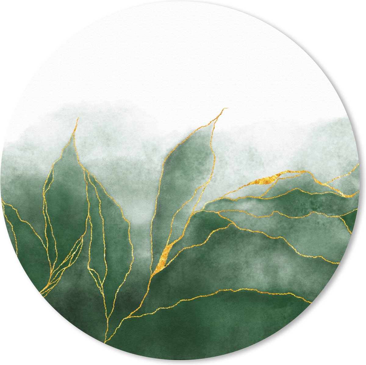 Muismat rond 20x20 cm - Mousepad Marmer - Groen - Luxe - Goud - Marmer printlook - Ronde muismatten