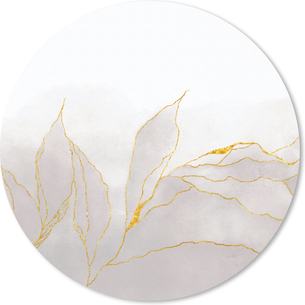 Muismat rond 30x30 cm - Mousepad Marmerlook - Grijs - Goud - Chic - Marmer print - Ronde muismatten