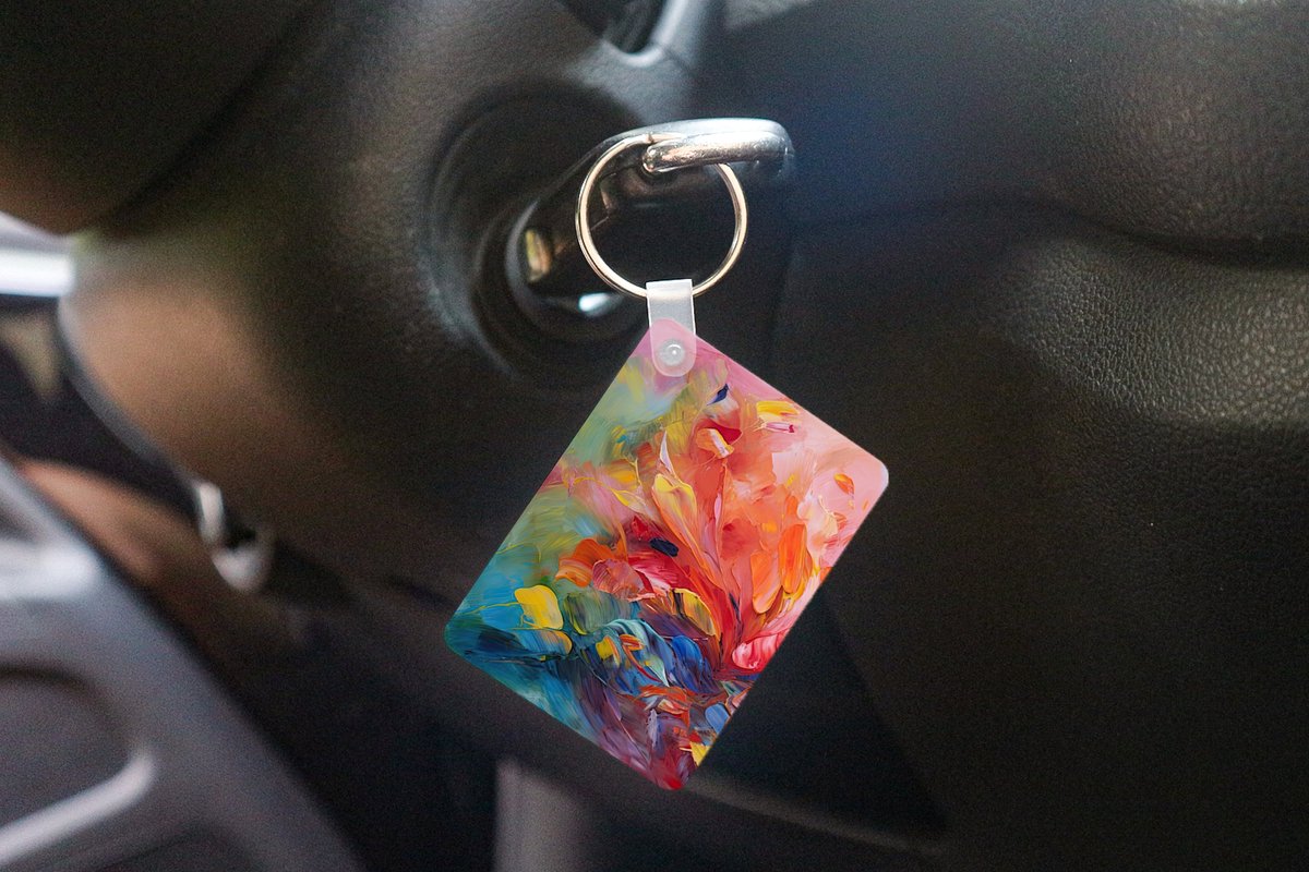 Sleutelhanger - Olieverf - Kunst - Abstract - Kleurrijk - Uitdeelcadeautjes - Plastic