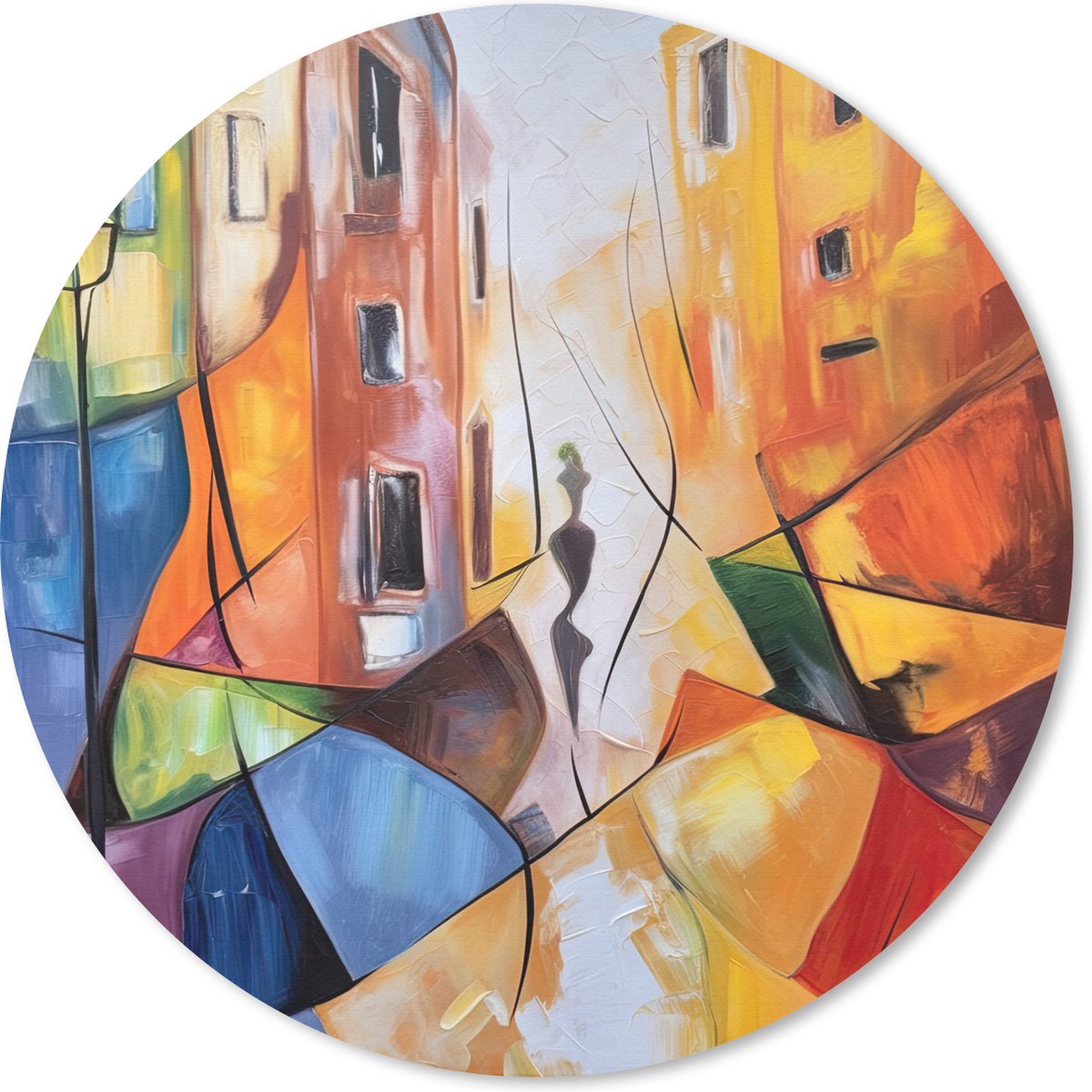 Muismat rond 50x50 cm - Mousepad Abstract - Kunst - Schilderij - Kleuren - Ronde muismatten