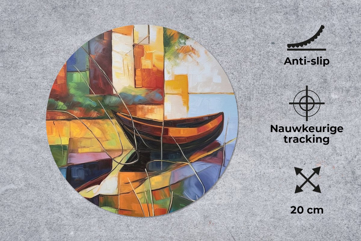 Muismat rond 20x20 cm - Mousepad Abstract - Kunst - Boot - Kleuren - Ronde muismatten