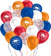 Geslaagd Versiering Ballonnen Pakket 48 stuks Rood, Wit, Blauw & Oranje met Lint – Geslaagd Versiering – Afgestudeerd -Papieren Confetti – Geslaagd - Partylove
