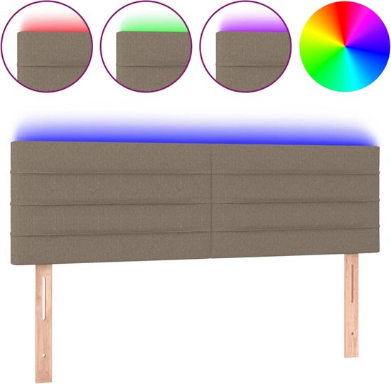 vidaXL - Tête de lit - LED - 144 x 5 x 78/88 cm - tissu - taupe