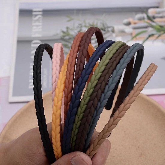 10 Stuks - Dun gevlochten Dames Haarbanden - Diademen - Multi kleuren