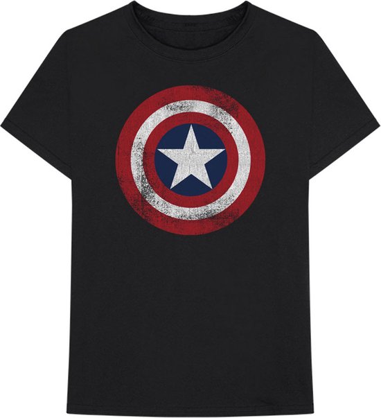 Captain America - Cracked Shield Mannen T-Shirt - Blauw - S