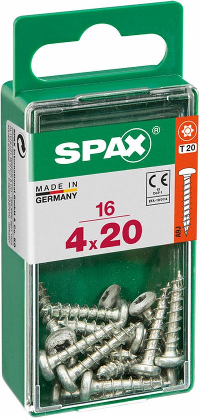 Spax Names Spax Torx Houtschroef Bolle kop - 4.0x20mm - T10 - 16 stuks | bol