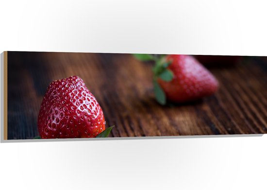Hout - Aardbeien op Houten Tafel - 150x50 cm - 9 mm dik - Foto op Hout (Met  Ophangsysteem) | bol.com