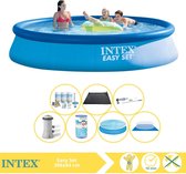 Intex Easy Set Zwembad - Opblaaszwembad - 396x84 cm - Inclusief Solarzeil, Onderhoudspakket, Zwembadpomp, Filter, Grondzeil, Stofzuiger en Solar Mat