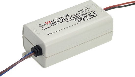 Mean Well APC-16-700 LED-driver Constante stroomsterkte 16 W 0.7 A 9 - 24 V/DC Niet dimbaar, Overbelastingsbescherming