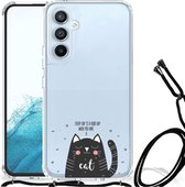 Telefoonhoesje Geschikt voor Samsung Galaxy A54 5G Silicone Case met transparante rand Cat Good Day