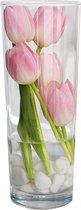 Bloemenvaas, 23,8 cm, glazen vaas, conisch vaas, grote decoratieve vaas, glazen pot met bodem, kaarsglazen, glazen vazen, helder glas, rond, 9,3 cm, Rosalie