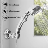 Waledano® Support de pommeau de douche Auto-Adhésif - Réglable - Support de douchette - Chrome - Grande ventouse - Support mural - Rotatif - Support de pommeau de douche Sans Embouts