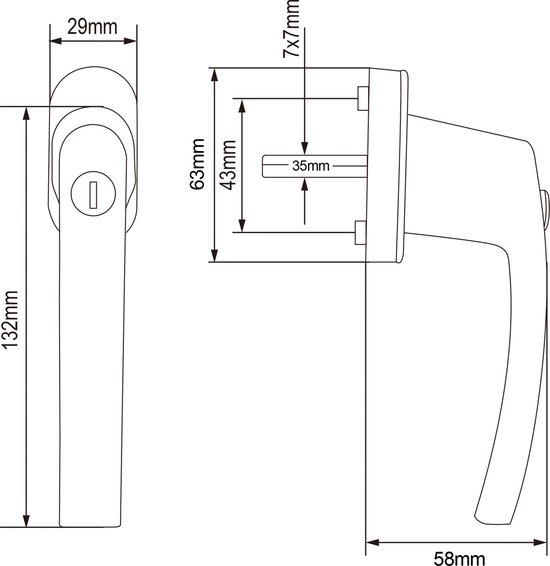 Deuba Serrure de fenêtre 4x Poignée de fenêtre Verrouillage enfant Wit