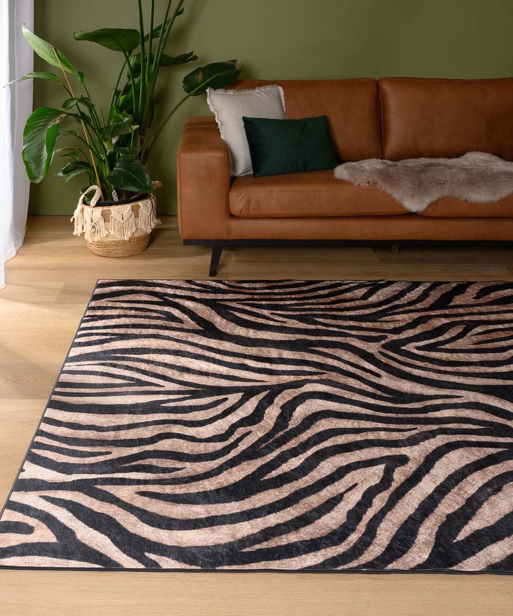 Zebra vloerkleed wasbaar - Moderna zwart/bruin 240x340