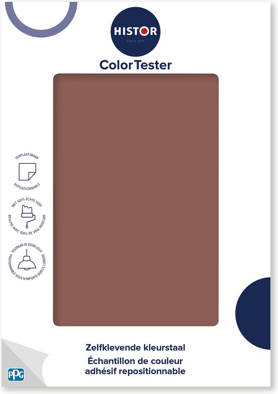 Histor Color Tester bruin kleurstaal, zelfklevend en verplaatsbaar.