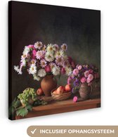 Tableau sur toile Fleurs - Fruits - Nature morte - Rose - 90x90 cm - Décoration murale