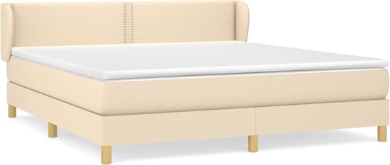 vidaXL - Boxspring - met - matras - stof - crèmekleurig - 160x200 - cm