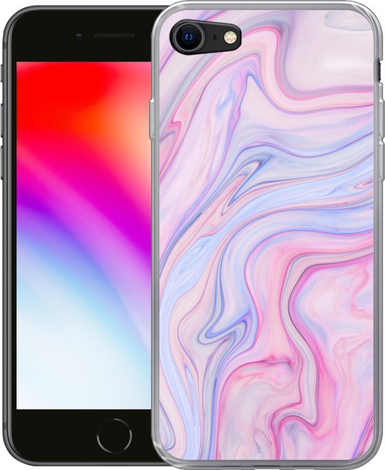 Convient pour coque iPhone SE 2022 - Imprimé marbre - Couleurs - Pastel - Coque de téléphone en Siliconen