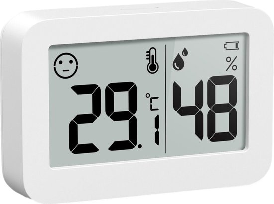 YUCONN Hygrometer - Weerstation - Thermometer Binnen - Digitaal Thermometer En Luchtvochtigheidsmeter - Inclusief Batterij en Plakstrip