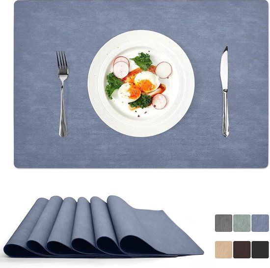 Placemats 6delige set, van PUmateriaal, geschikt voor