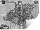 Sticker Muursticker Plans historiques de la ville - Plan Zwart et blanc et historique de la ville de Breda - 40x30 cm - Film adhésif autocollant - Sticker mural repositionnable