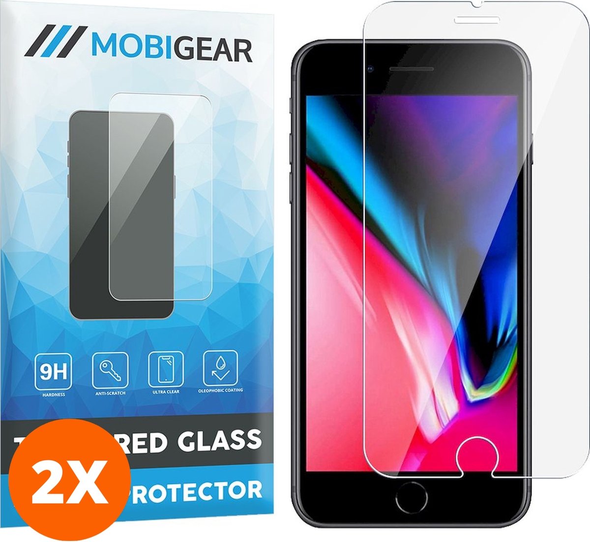 Mobigear Screenprotector geschikt voor Apple iPhone 7 Plus Glazen | Mobigear Screenprotector - Case Friendly (2-Pack)