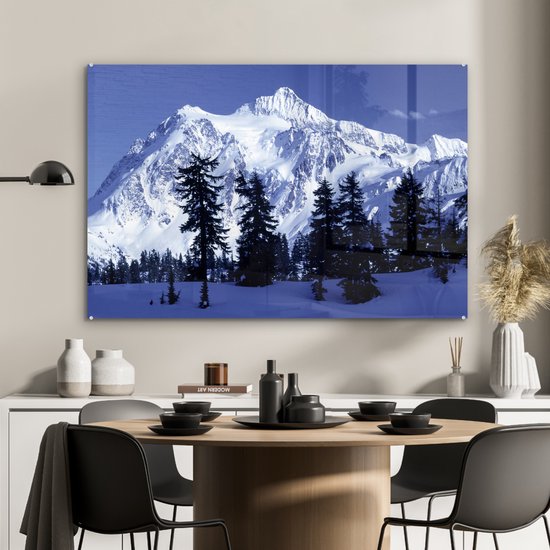 MuchoWow® Peinture sur verre 120x80 cm - Peinture sur verre acrylique - Berg aux neiges éternelles - Photo sur verre - Peintures