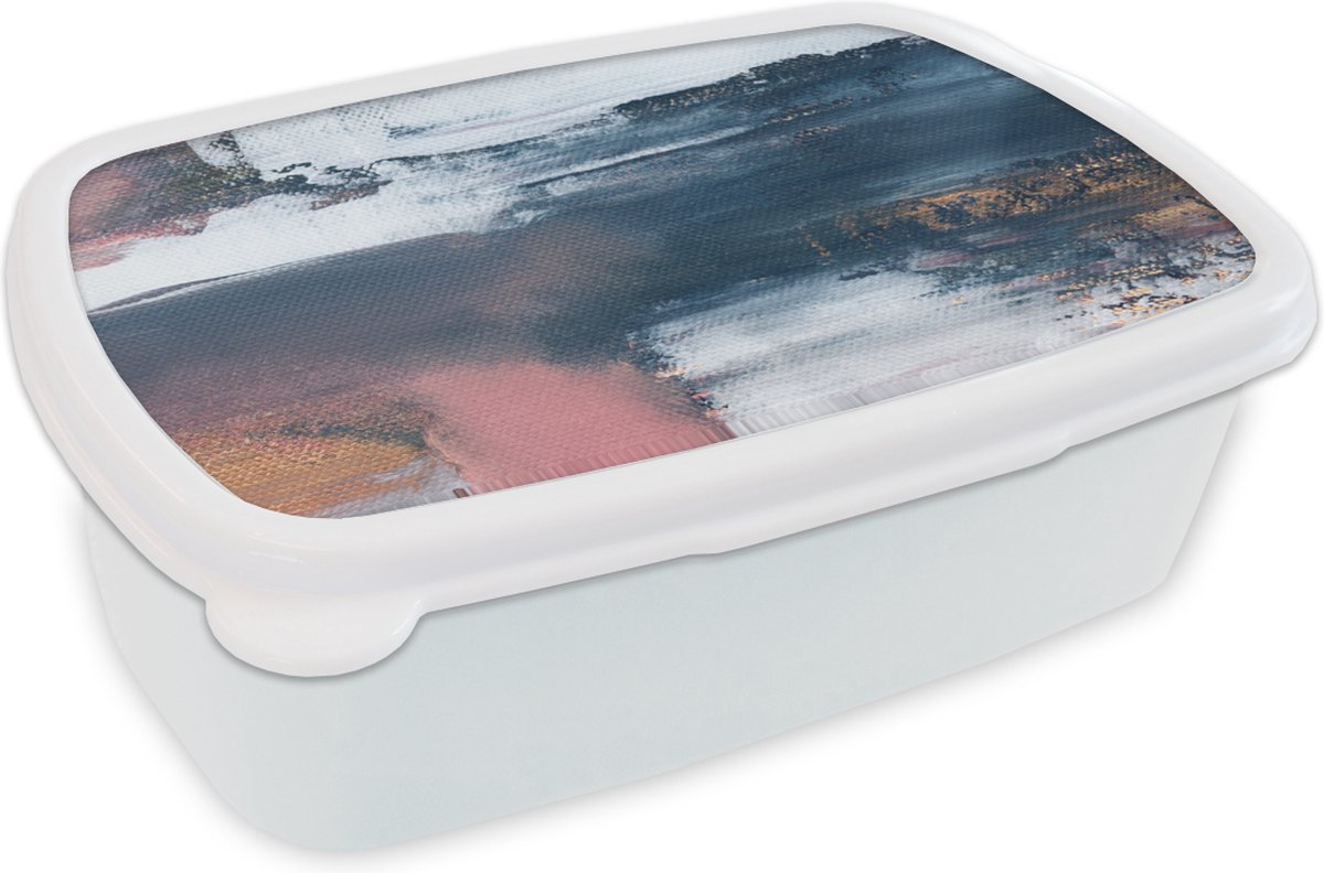 Broodtrommel Wit - Lunchbox - Brooddoos - Abstract - Verf - Design - 18x12x6 cm - Volwassenen