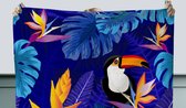 Tafelkleed - Tafellaken - 120x120 cm - Jungle - Toekan - Bloemen - Planten - Kinderen - Paars - Dieren - Binnen en Buiten