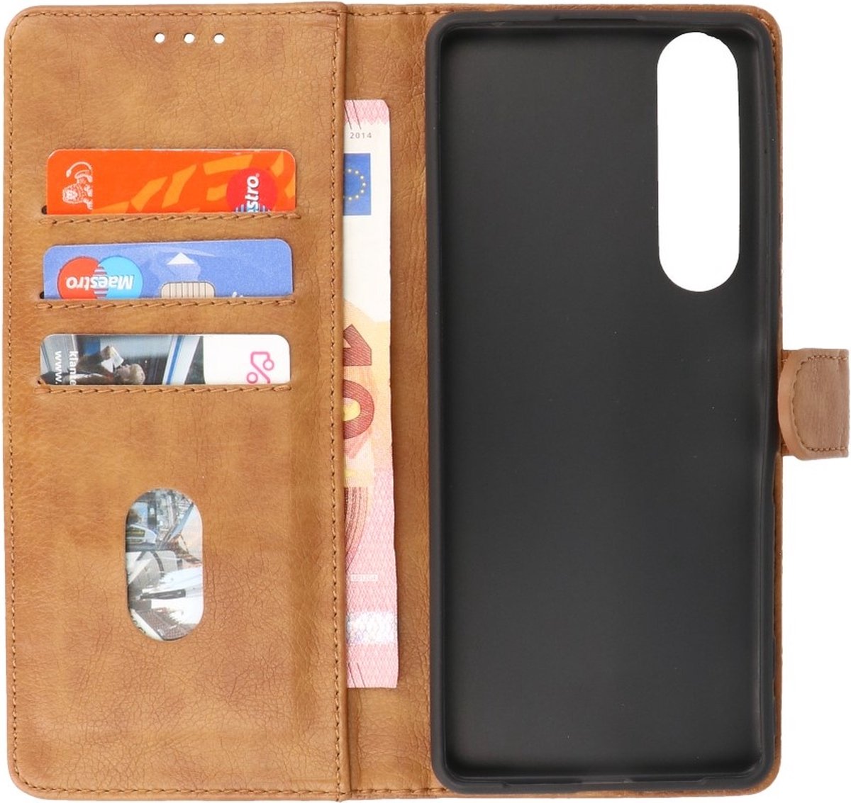 Hoesje Geschikt voor de Sony Xperia 1 III - Kaarthouder Book Case Telefoonhoesje - Bruin