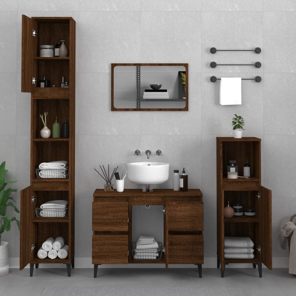 Gootsteenkast 80x46x81,5 cm bewerkt hout bruineikenkleurig kopen