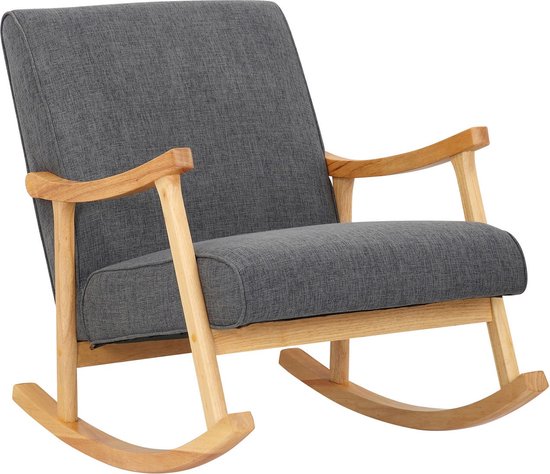 Chaise à Bascule Melitta - Rembourrage en Tissus - Chaise Confortable - Design Moderne - Chaise de Lecture - Assise Rembourrée - Grijs