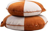 Pouf Cookie Velours Cannelle/Beige Large