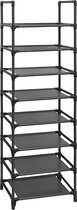 8-Tier Schoenenrek Staande Clemens - Wandkast - Multifunctioneel - Schoenenopberger - Metalen frame - 16-20 paar schoenen - 46x28x145 cm - Zwart