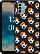 Cazy Hoesje Zwart geschikt voor Nokia G22 Soccer Ball Orange