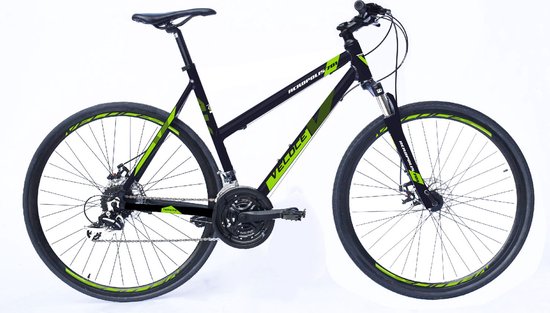 Vélo pour homme à 21 vitesses - Vélo de route - Vélo de ville 28 pouces - Taille de cadre 45 cm - Freins en V- Zwart/ vert