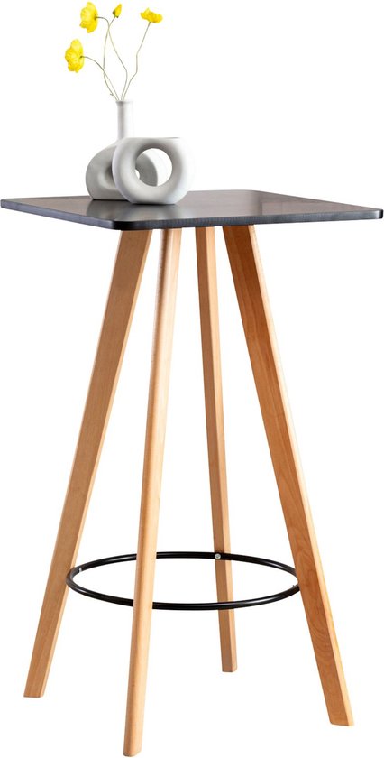 Debout moderne - Carré - Table de bar pour l'intérieur et l'extérieur - Bois - Table de fête - Zwart - 60x60x105cm