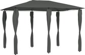 vidaXL - Prieel - met - paalhoezen - 160 - g/m² - 3x4x2,6 - m - antracietkleurig