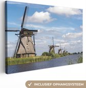 Les moulins à vent hollandais de Kinderdijk en Europe toile 60x40 cm - Tirage photo sur toile (Décoration murale salon / chambre)