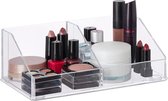 Relaxdays make-up organizer - cosmetica organizer - acryl - 2 vakken - badkamer - opbergen - doorzichtig