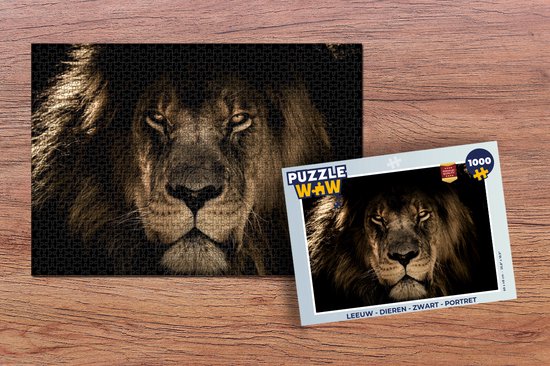 Puzzle Lion - Animaux - Zwart - Portrait - Puzzle - Puzzle 1000 pièces  adultes