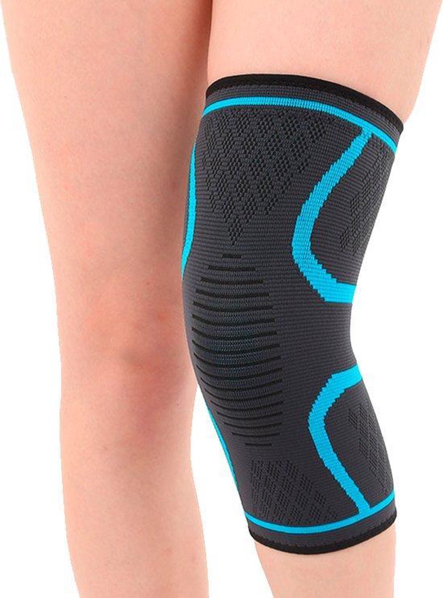 Compressie Knie Brace - Elastisch Bandage - Band - Strap - Sleeve - Kousen - Warmers - Blessures - Sport Ondersteuning - Knee Support - Vrouwen - Mannen - Maat: L - 2 stuks - zwart blauw