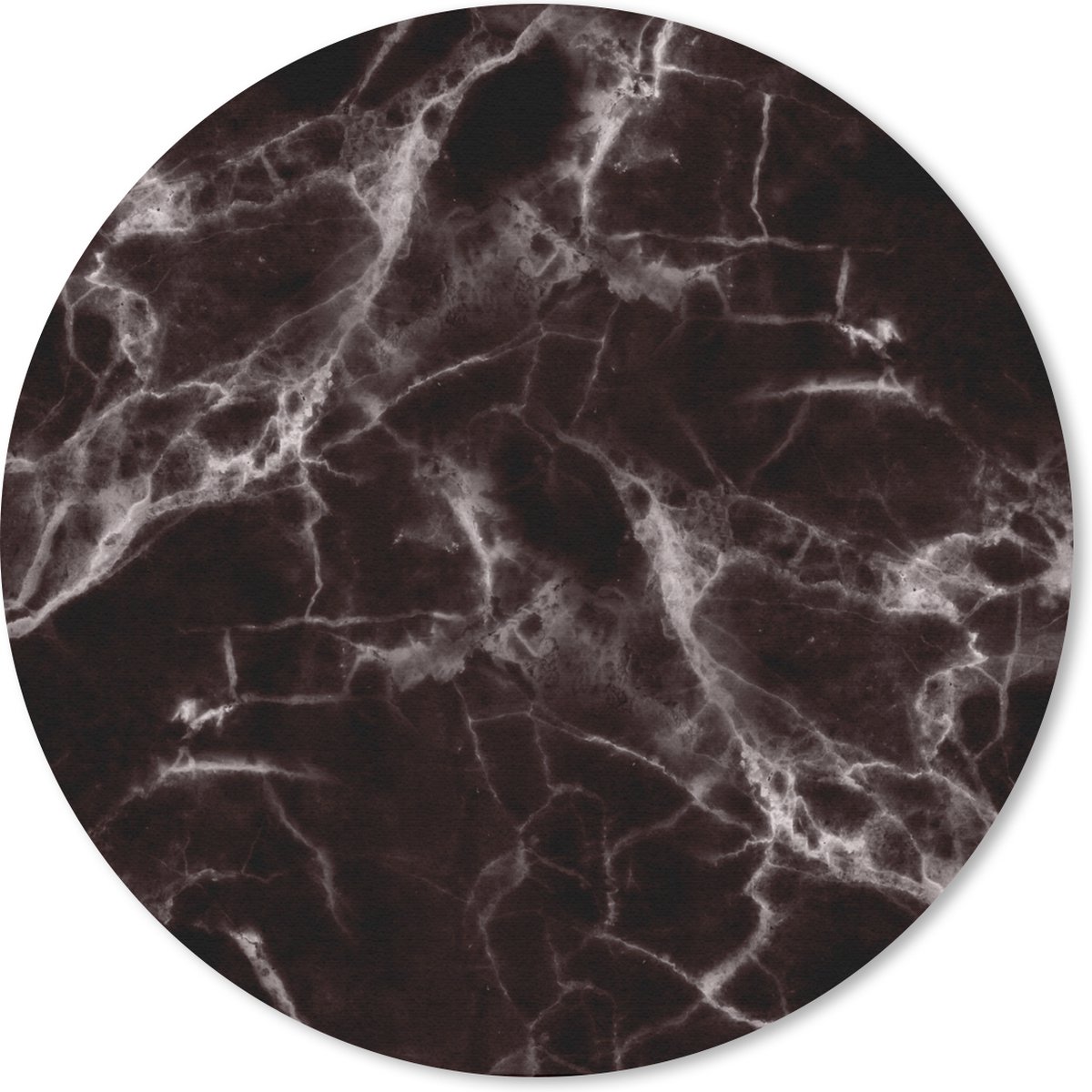 Muismat rond 50x50 cm - Mousepad Marmer - Chic - Zwart - Ronde muismatten