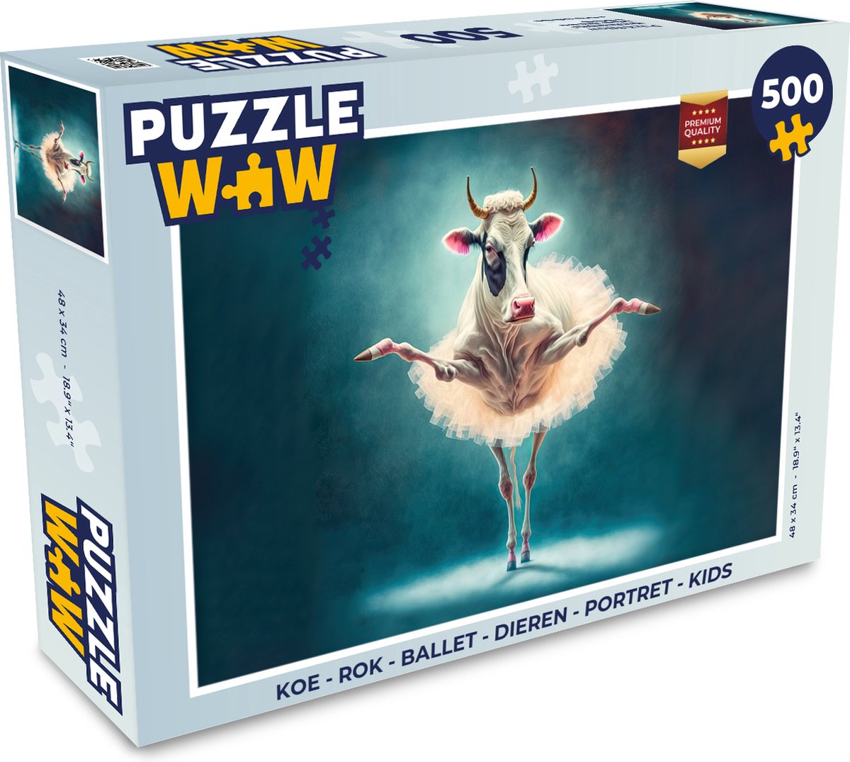 Puzzel Koe - Rok - Ballet - Dieren - Portret - Kids - Legpuzzel - Puzzel 500 stukjes