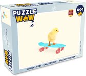 Puzzel Kuiken - Geel - Skateboard - Blauw - Dieren - Legpuzzel - Puzzel 1000 stukjes volwassenen