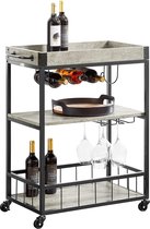 Rootz Modern Design 3-laags keukentrolley serveerwagen met wijnrek Metaal en MDF