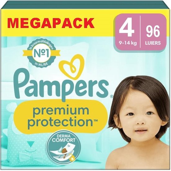Pampers - Protection Premium - Taille 4 - Megapack - 96 couches - 9/14 KG |  bol