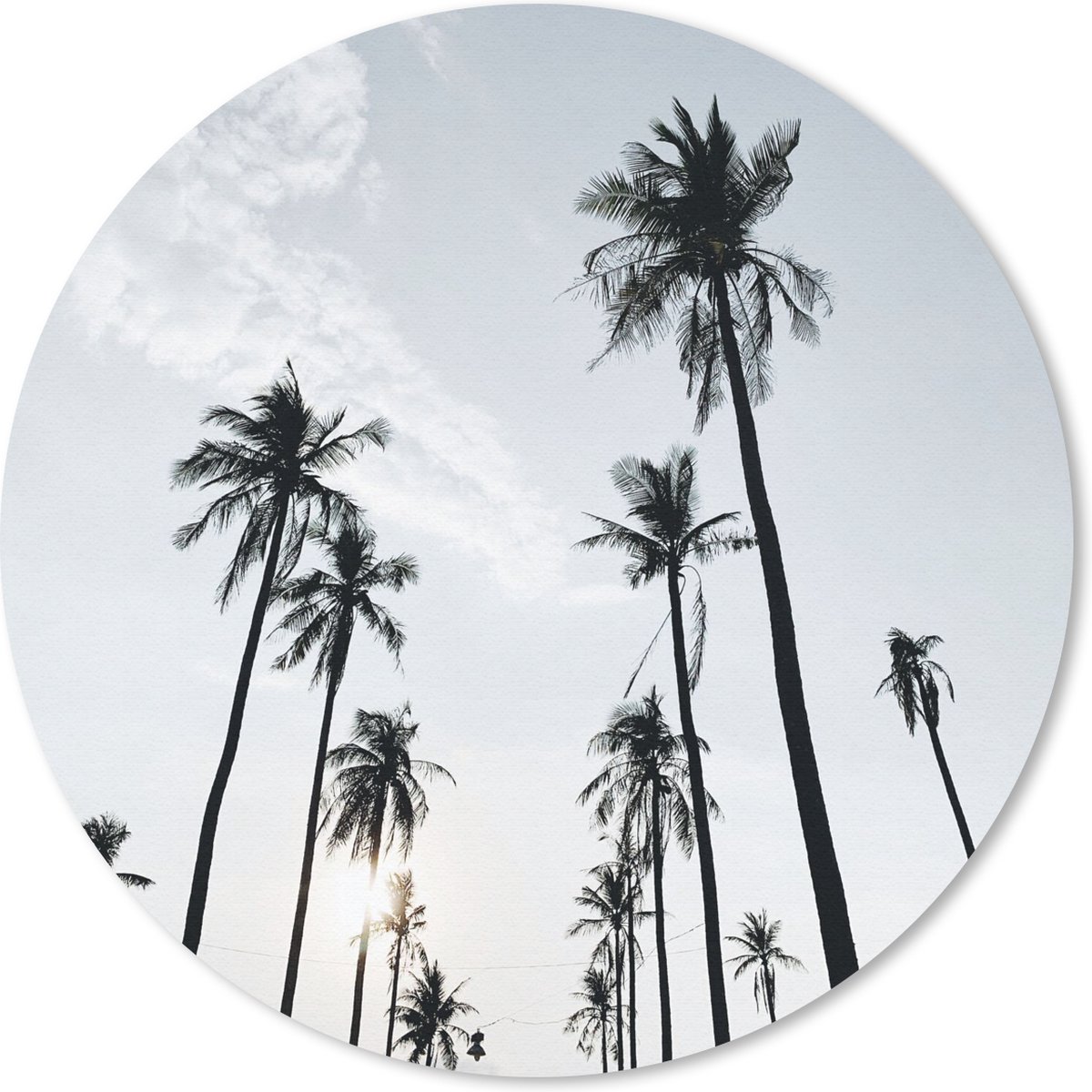Muismat rond 20x20 cm - Mousepad Palmbomen - Zomer - Tropisch - Ronde muismatten